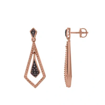 Luvmyjewelry Velmora Sterling Silver 0.10 Ct Diamond Dangle Earrings In Gold