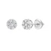 Luvmyjewelry Velvet 14k White Gold Flower Cluster Diamond Unisex Earrings - 0.22 Ct In Silver