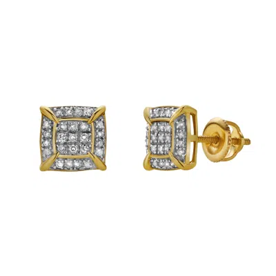 LUVMYJEWELRY VESPER 10K YELLOW GOLD CLUSTER DIAMOND UNISEX EARRINGS - 0.15 CTS