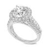 Luvmyjewelry Vigne 14k White Gold Round Cut Lab Grown Diamond Halo Engagement Ring In Silver