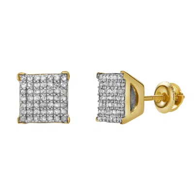 Luvmyjewelry Virelda 10k Yellow Gold Cluster Diamond Unisex Earrings - 0.3 Cts