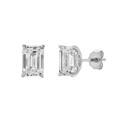 Luvmyjewelry Viridian 14k White Gold Lab Grown Emerald Cut Solitaire Diamond Earrings