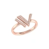 Luvmyjewelry Visionary Iv Open Sterling Silver Diamond Ring In 14kt Rose Gold Vermeil