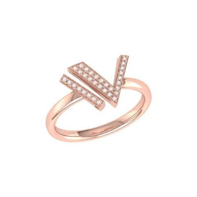 Luvmyjewelry Visionary Iv Open Sterling Silver Diamond Ring In 14kt Rose Gold Vermeil