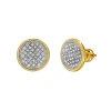 Luvmyjewelry Vivid 10k Yellow Gold Cluster Diamond Unisex Earrings In 10k Yellow Gold