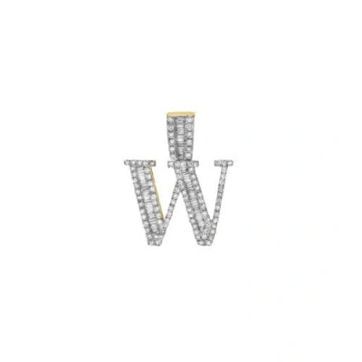 Luvmyjewelry W Initial Diamond Pendant 10k Yellow Gold In 10k Yellow Gold -