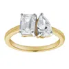 Luvmyjewelry Evermore 14k Gold Toi Et Moi Emerald And Pear Lab Grown Diamond Ring