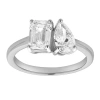 Luvmyjewelry Evermore 14k Gold Toi Et Moi Emerald And Pear Lab Grown Diamond Ring In 14k White Gold