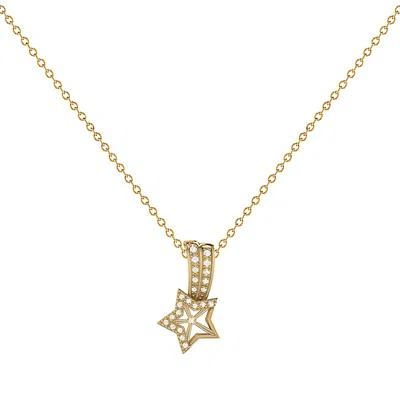 LUVMYJEWELRY WISHING STAR STERLING SILVER DIAMOND PENDANT NECKLACE