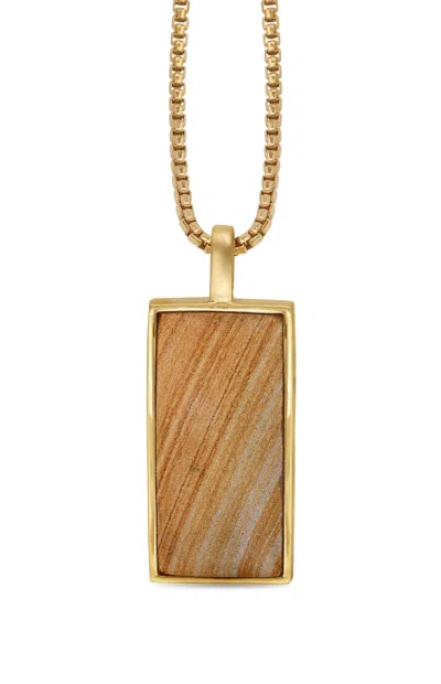 Luvmyjewelry Wood Jasper Sterling Silver Men Tag Necklace In Yellow