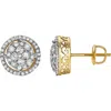 Luvmyjewelry Zeledine 10k Yellow Gold Cluster Diamond Unisex Earrings In 10k Yellow Gold