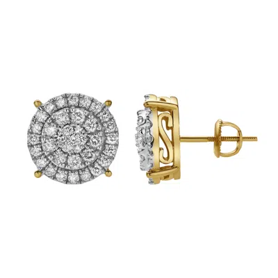 Luvmyjewelry Zephyra 10k Yellow Gold Cluster Diamond Unisex Earrings - 1 Cts