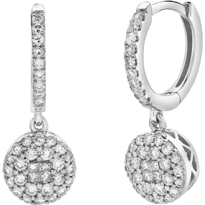 Luvmyjewelry Zinnia Pave Round Diamond Drop Huggie Hoop Earrings