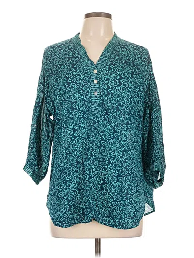 Pre-owned Lux 3/4 Sleeve Blouse In Blue