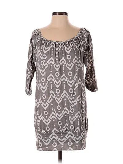 Pre-owned Lux 3/4 Sleeve Blouse In Gray