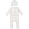 Lux Baby Raised Stripe Snap Placket Matching Hat Romper In Multi