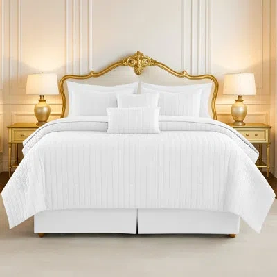 Lux Decor Collection 10 Pcs Mf Comforter Set Bed In A Bag For All Seasons Seersucker Lightweight Comforter Set With Sheet In White