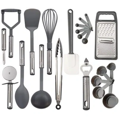 Lux Decor Collection 23-piece Nylon And Stainless-steel Kitchen Utensil Set – Non-stick Heat Resistant Cooking Utensil Se In Gray