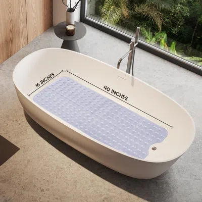 Lux Decor Collection Large Bathtub Mat With Suction Cups & Non-slip Backing Bath Mat In Clear White