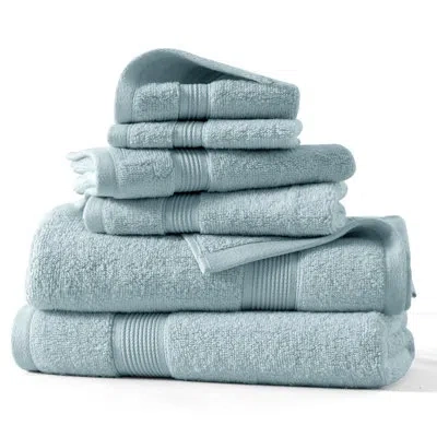 Lux Decor Collection Lux Decor 6-piece 100% Cotton Towel Set, 2 Bath Towels, 2 Hand Towels, 2 Wash Towels, Ultra Soft In Blue
