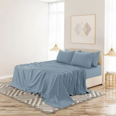 Lux Decor Collection Lux Decor 6-piece Ultra-soft Microfiber Sheet Set Deep Pocket Fitted Sheet, Wrinkle & Fade-resistant In Blue