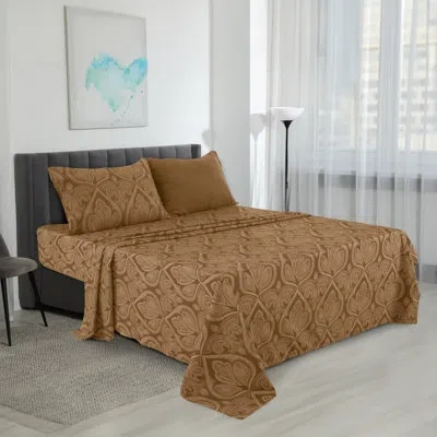 Lux Decor Collection Lux Decor Paisley Breathable Hotel Style Soft Microfiber Sheet Set In Chocolate