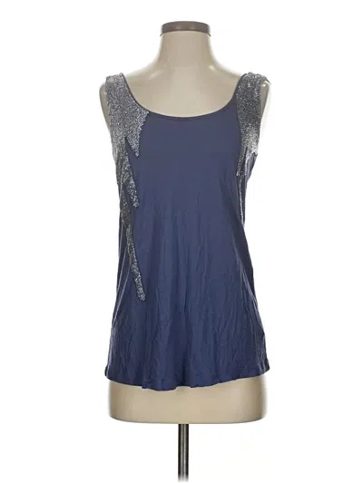 Pre-owned Lux Tank Top Blue Solid Pattern Scoop Neck Tops