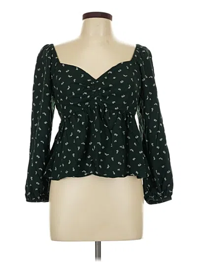 Pre-owned Luxe 3/4 Sleeve Blouse In Green