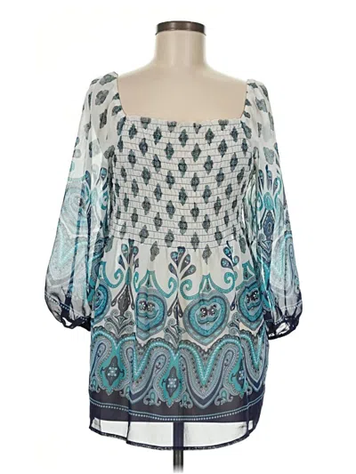 Pre-owned Luxe 3/4 Sleeve Blouse In Teal