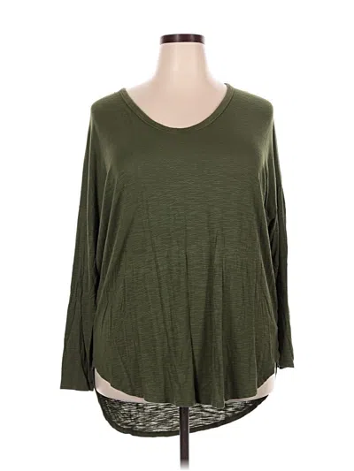 Pre-owned Luxe 3/4 Sleeve Top Green Scoop Neck Tops