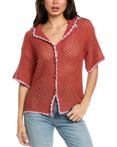 Luxe Always Open Knit Shirt In Brown