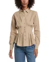 Luxe Always Pleated Shirt In Brown