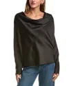Luxe Always Satin Cowl Neck Blouse In Black