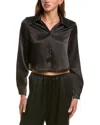 Luxe Always Satin Crop Blouse In Black
