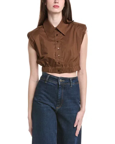 Luxe Always Shoulder Pads Crop Top In Brown