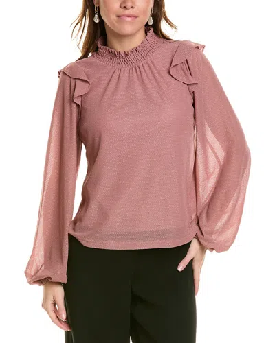 Luxe Always Smocked Mock Blouse In Brown