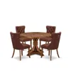 Luxe By East West Furniture 5-pc Dining Room Table Set Include A Wooden Table And 4 Burgundy Padded Chairs