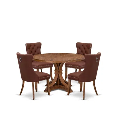 Luxe By East West Furniture 5-pc Dining Room Table Set Include A Wooden Table And 4 Burgundy Padded Chairs