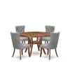 Luxe By East West Furniture 5-pc Dining Set Contain A Wooden Dining Table And 4 Light Gray Dining Chairs