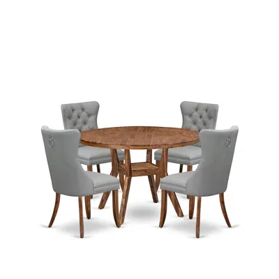 Luxe By East West Furniture 5-pc Dining Set Contain A Wooden Dining Table And 4 Light Gray Dining Chairs