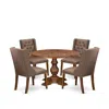 Luxe By East West Furniture 5-pc Dining Table Set A Mid Century Dining Table, 4 Brown Linen Fabric Chairs