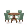 Luxe By East West Furniture 5-pc Diningset Consist A Wood Dining Table And 4 Willow Green Parsons Chairs