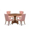 Luxe By East West Furniture 5-pc Kitchen Dining Set Include A Wooden Table And 4 Beige Red Dining Chairs