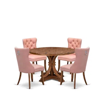 Luxe By East West Furniture 5-pc Kitchen Dining Set Include A Wooden Table And 4 Beige Red Dining Chairs