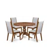 Luxe By East West Furniture 5-pc Kitchen Table Set A Pedestal Dining Table, 4 Grey Fabric Dining Chairs