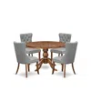 Luxe By East West Furniture 5-pc Kitchen Table Set Consist A Table, 4 Light Gray Upholstered Dining Chairs
