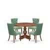 Luxe By East West Furniture 5-pc Kitchen Table Set Contain A Wood Table And 4 Willow Green Parson Chairs