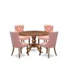 Luxe By East West Furniture 5-pc Mid Century Dining Set Consist A Wood Table And 4 Beige Red Padded Chairs