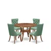 Luxe By East West Furniture 5-pc Mid Century Dining Set Contain A Wooden Table And 4 Willow Green Chairs