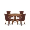Luxe By East West Furniture 5-pc Mid Century Table Set Consist A Wood Dining Table And 4 Burgundy Chairs